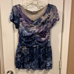 Anthro Postmark blue and purple blouse  Sz M tie dye